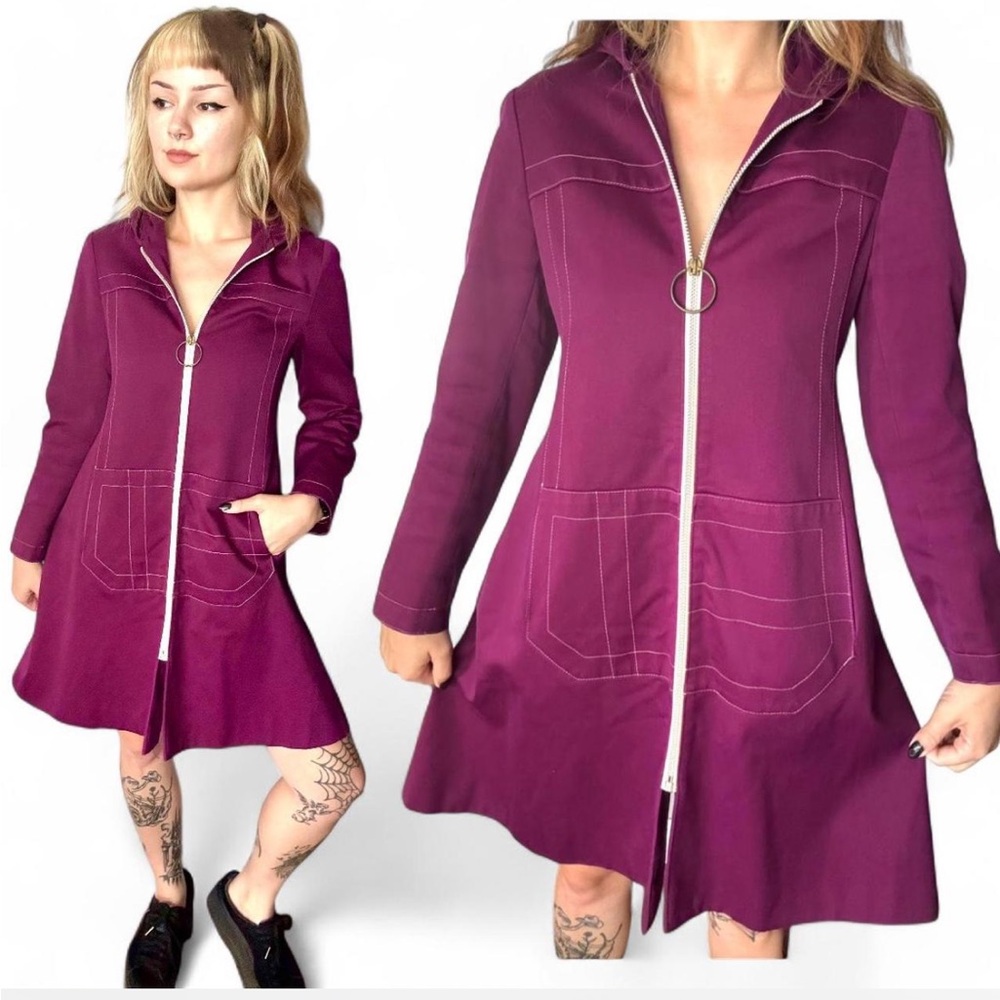 Stylish Purple Zip-Up Women's Dress